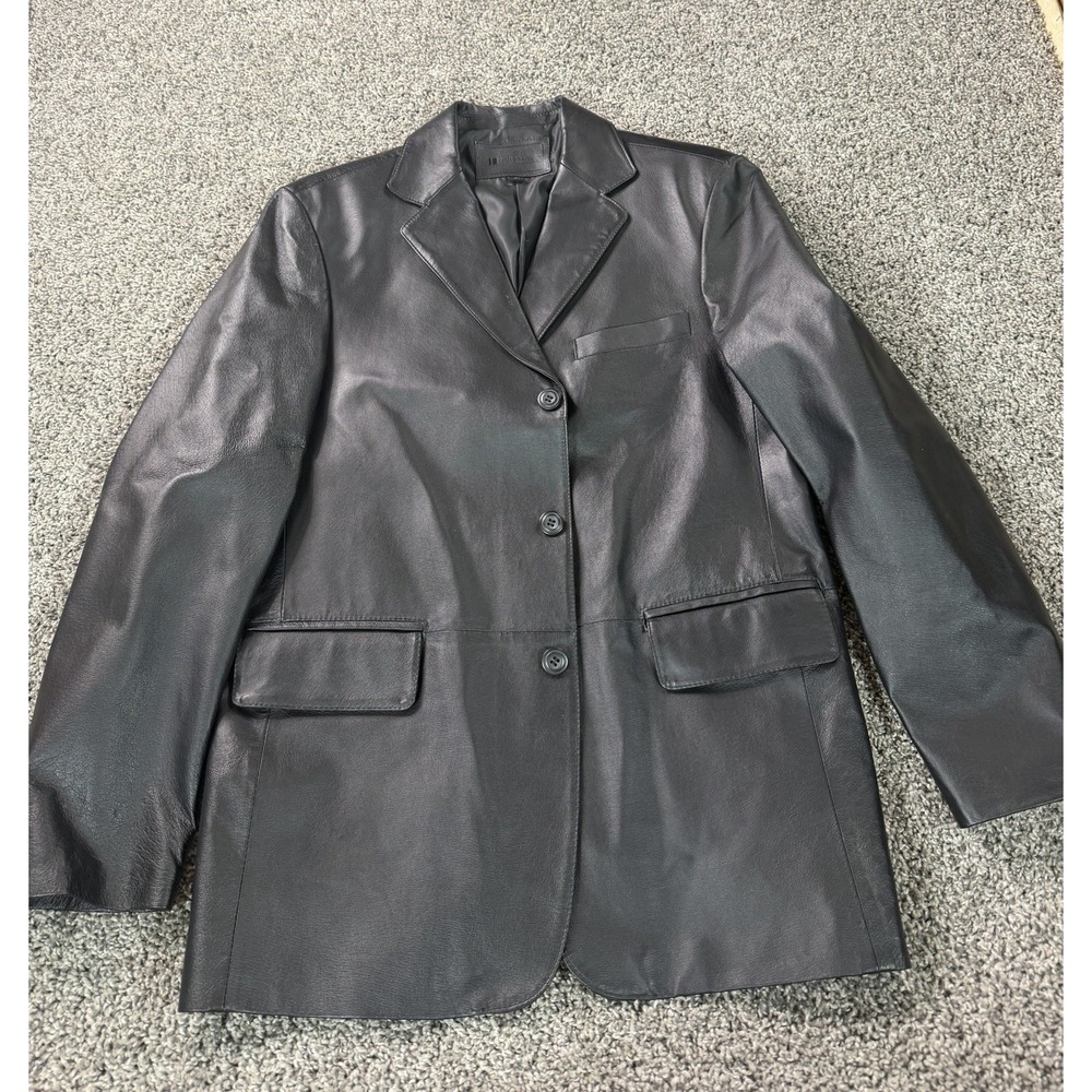 Croft & Barrow Leather Trench Coat Women's Size Medium Black
